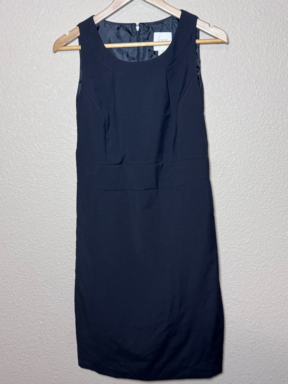 J.Crew Suiting 100% Wool Sheath Dress Black Sleeveless Career Office Classic